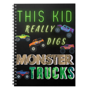 Den här ungen gillar monstertruckar verkligen anteckningsbok