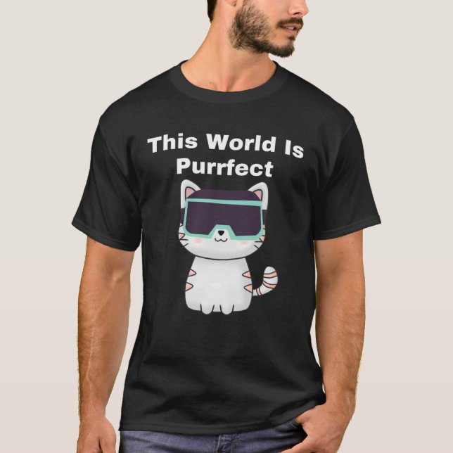 Den här världen är Virtuell för just Cat Gamer VR T Shirt (Framsida)