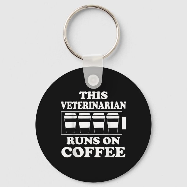 Den här veterinären Springa på Coffee Graphic Funn Nyckelring (Framsida)