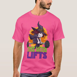Den här Witch Hiss Funny Halloween Gym Fitness Wei T Shirt