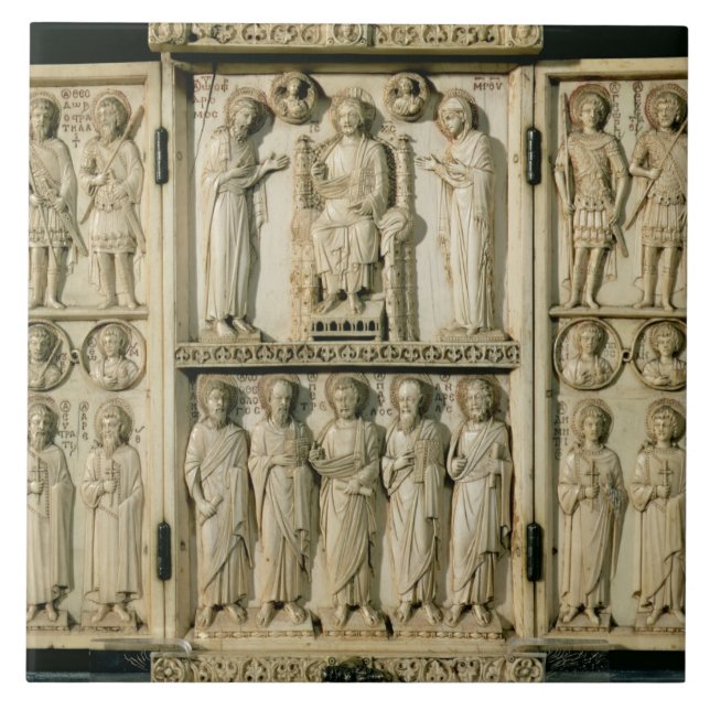 Den Harbaville triptychen som visar Kristus, Kakelplatta (Framsidan)