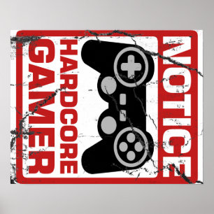 Den Hardcore gameren märker signboarden Poster