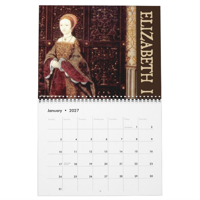Den härliga åldern av Elizabeth mig väggkalender Kalender (Jan 2027)