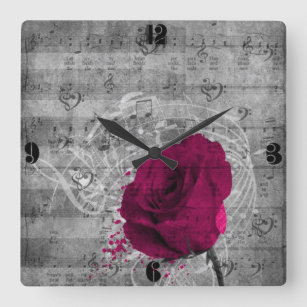 Den härliga antika shock rosaron målar splatteren fyrkantig klocka