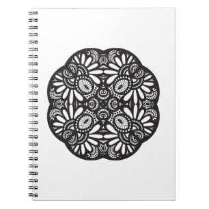 Den härliga Deco svarten kvadrerar klotter Anteckningsbok Med Spiral