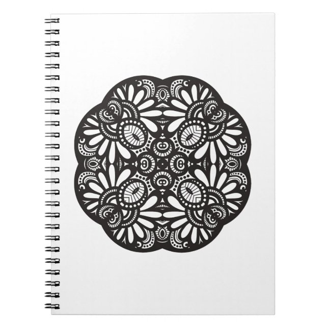 Den härliga Deco svarten kvadrerar klotter Anteckningsbok Med Spiral (Framsidan)