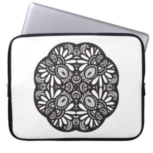 Den härliga Deco svarten kvadrerar klotter Laptop Sleeve