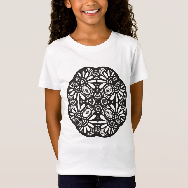 Den härliga Deco svarten kvadrerar klotter Tee Shirt (Framsida)