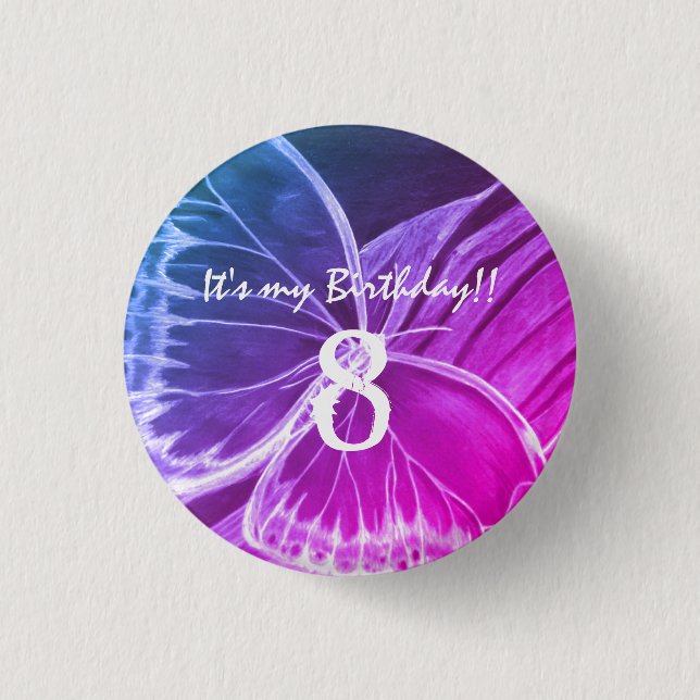 Den härliga fjärilen knäppas det är min födelsedag knapp (Framsida)