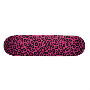 Den härliga shock rosaleoparden flår glittersken mini skateboard bräda 18,7 cm