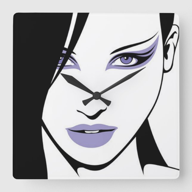 Den härliga Silhouetteväggen tar tid på Fyrkantig Klocka (Framsida)