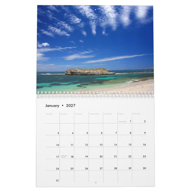 Den härliga strandplatsen fotograferar kalender (Jan 2027)