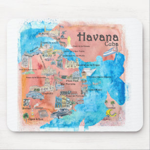 Den Havana Kuban illustrerade Retro reser kartan Musmatta
