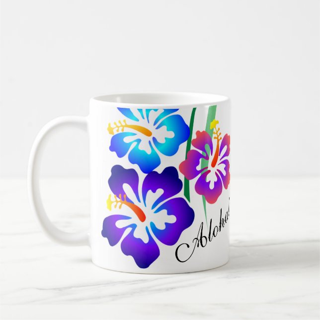 Den hawaianska hibiskusen blommar Aloha Kaffemugg (Vänster)