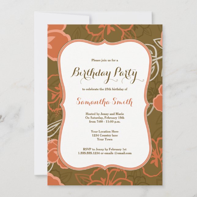 Den hawaianska hibiskusen blommar inbjudningar (Framsida)