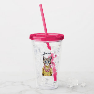 Den hawaianska kattungen   tillfogar ditt namn take away mugg