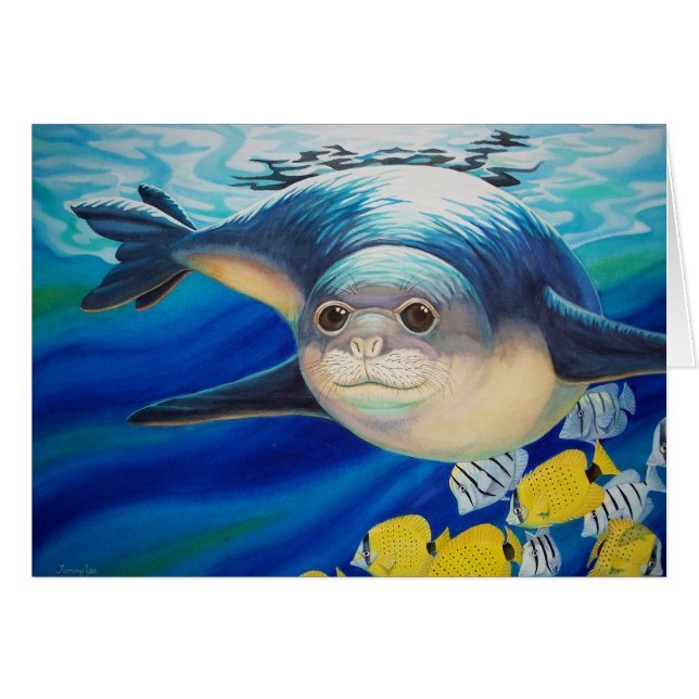 Den hawaianska munken förseglar hälsningskort (Framsidan Horizontal)