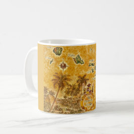 Den hawaiianska öarnas vintagekarta kaffemugg