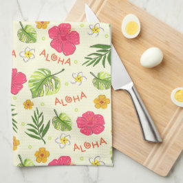 Den hawaiiska tropiska Blommigten Aloha Födelsedag Kökshandduk