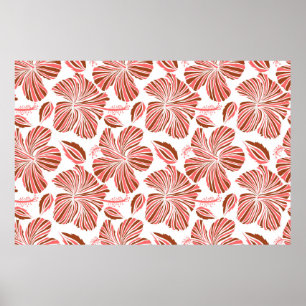 Den hawaiiska tropiska naturliga blommigten i brun poster