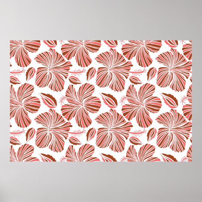 Den hawaiiska tropiska naturliga blommigten i brun poster (Framsidan)