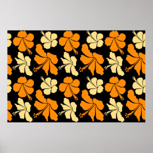 Den hawaiiska tropiska naturliga blommigten mönste poster