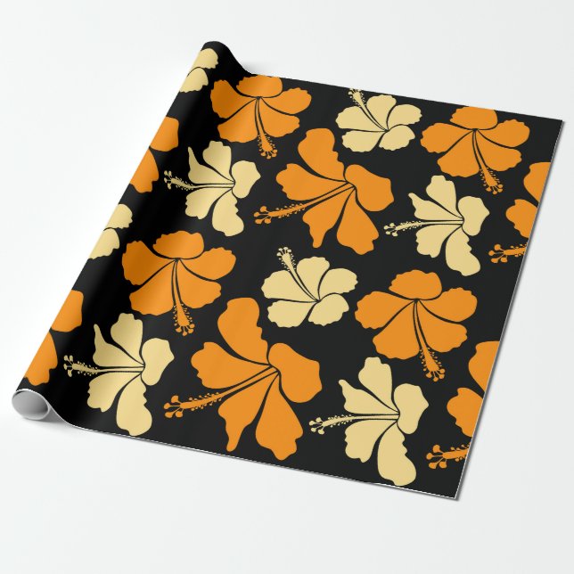 Den hawaiiska tropiska naturliga blommigten mönste presentpapper (Utrullad)