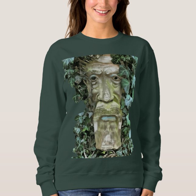 Den hedniska keltiska Gröna Mannen med murgröna bl T Shirt (Framsida)