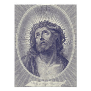 Den Heliga Andra Ansiktet Av Jesus Med Törnkrans K Fototryck