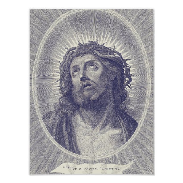 Den Heliga Andra Ansiktet Av Jesus Med Törnkrans K Fototryck (Framsidan)