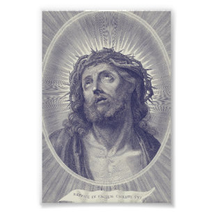 Den Heliga Andra Ansiktet Av Jesus Med Törnkrans K Fototryck