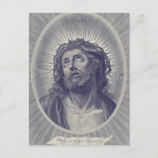 Den Heliga Andra Ansiktet Av Jesus Med Törnkrans K Vykort (Framsida)