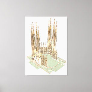 Den heliga familjen Antonio Gaudi. Barcelona Canvastryck