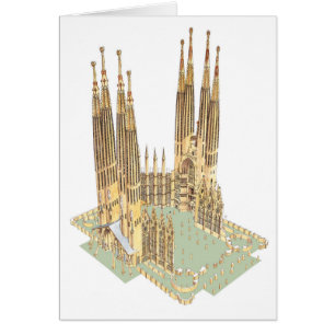 Den heliga familjen Antonio Gaudi. Barcelona Hälsningskort