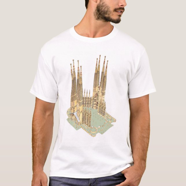 Den heliga familjen Antonio Gaudi. Barcelona Tee (Framsida)
