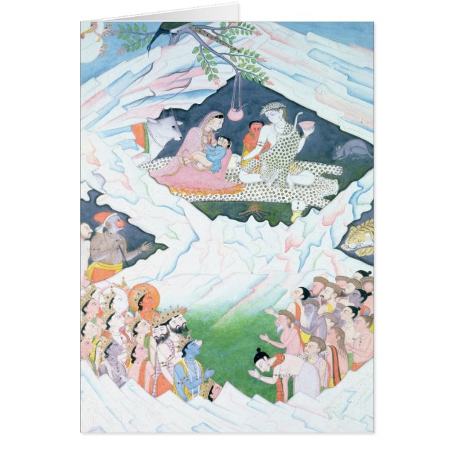 Den heliga familjen av Shiva och Parvati Hälsningskort (Framsidan)