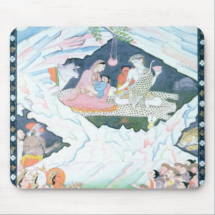 Den heliga familjen av Shiva och Parvati Musmatta