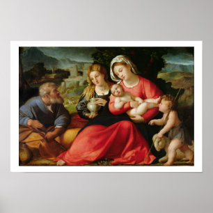 Den heliga familjen, c.1508-12 (olja på kanfas) poster