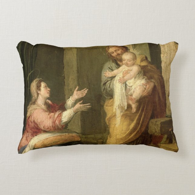 Den heliga familjen, c.1660-70 prydnadskudde (Framsidan)