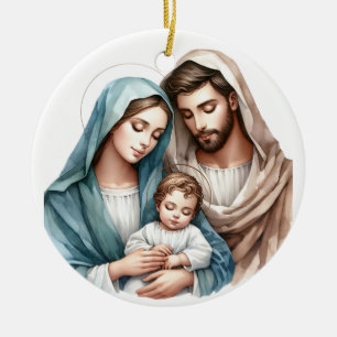 Den Heliga Familjen Julgransprydnad Keramik