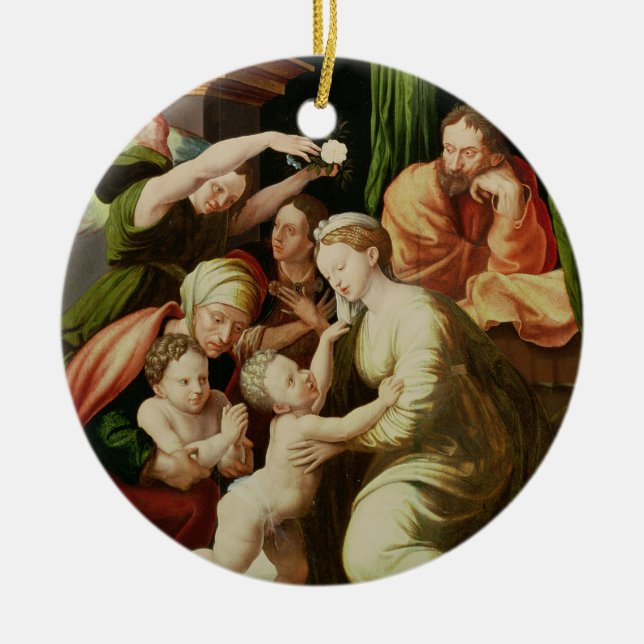 Den heliga familjen julgransprydnad keramik (Framsidan)