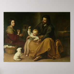 Den heliga familjen med lite fågeln, c.1650 poster