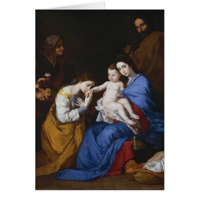 Den heliga familjen med Saints Anne och Catherine Hälsningskort (Framsidan)