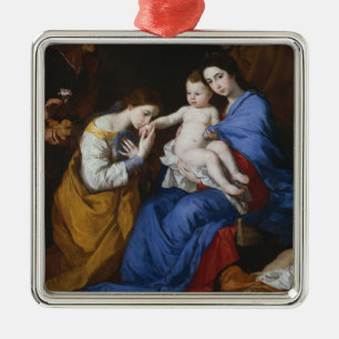 Den heliga familjen med Saints Anne och Catherine Julgransprydnad Metall