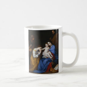 Den heliga familjen med Saints Anne och Catherine Kaffemugg