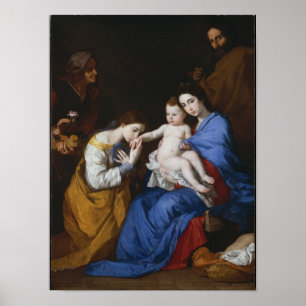 Den heliga familjen med Saints Anne och Catherine Poster
