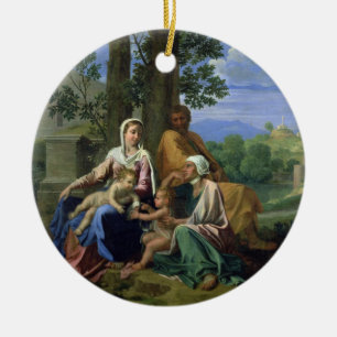 Den heliga familjen med SS. John, Elizabeth och Julgransprydnad Keramik