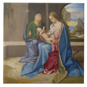 Den heliga familjen vid Giorgione Kakelplatta