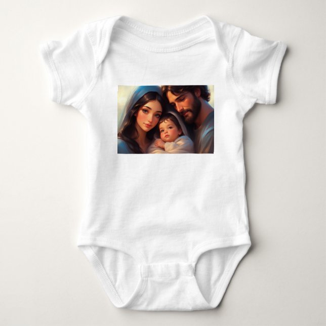 Den heliga familjens babyspyddräkt t shirt (Framsida)