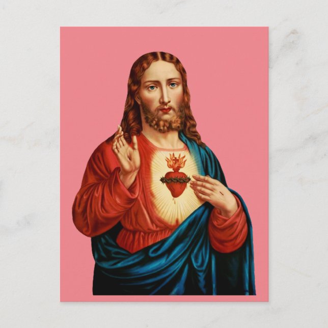 Den Heliga Hjärtans Jesus Fina Konstporträtt Vykort (Framsida)